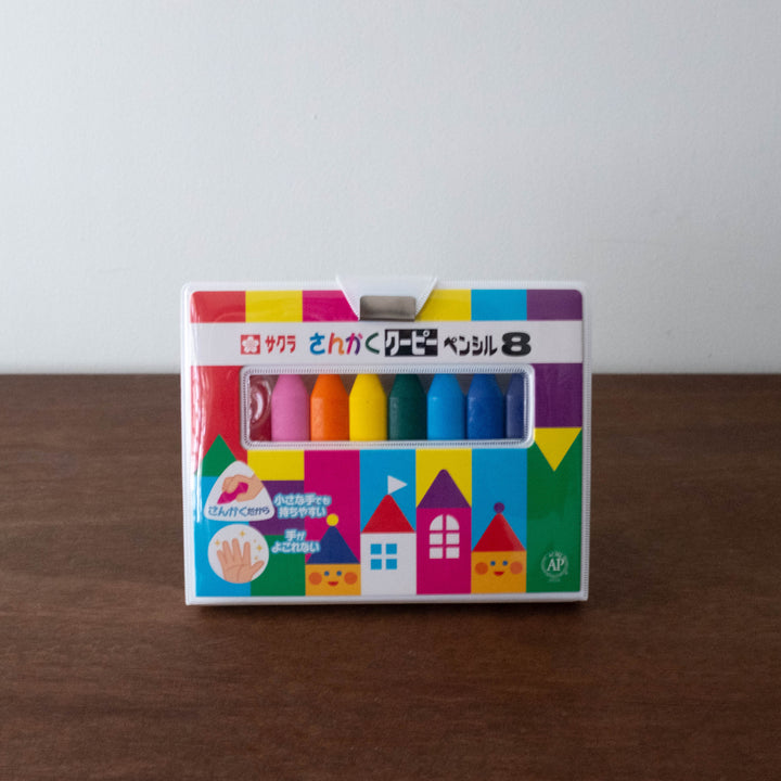 NEW Japanese Triangle Toddler Crayon Set in Padded Case - Set of 8 Colors