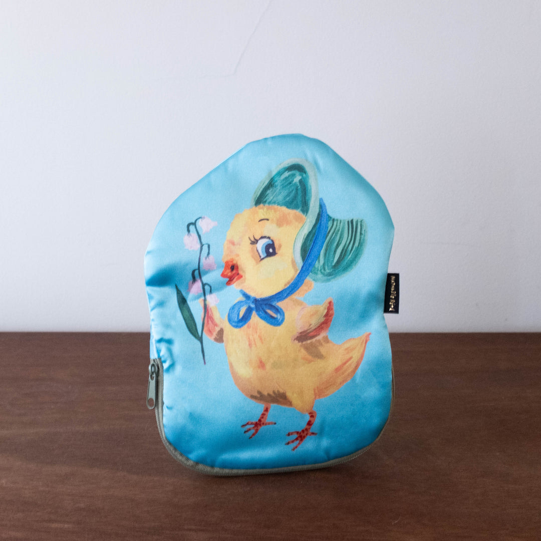 NEW Nathalie Lete Satin Pouch- Chick with Flowers