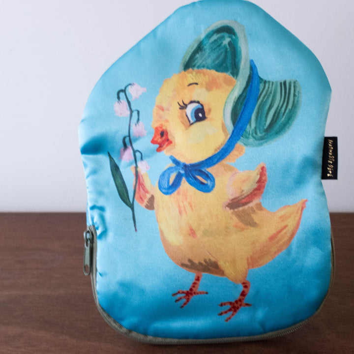 NEW Nathalie Lete Satin Pouch- Chick with Flowers