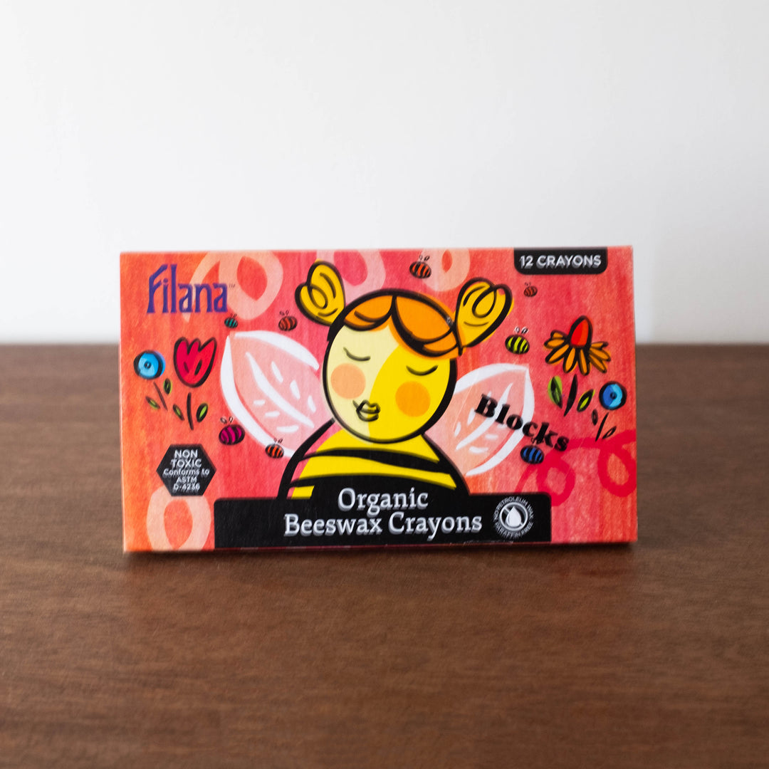 Organic Beeswax Crayons- 12 Classic Colors in Block