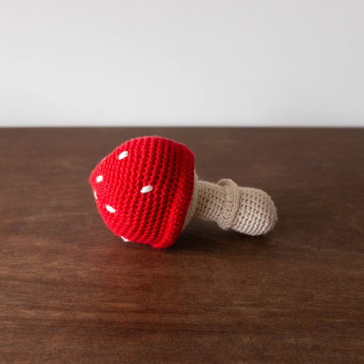 NEW Mushroom Organic Crochet Rattle Toy