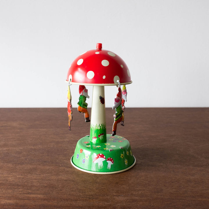 Retro Tin Swinging Mushroom Gnome Toy