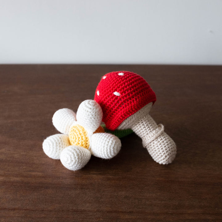 NEW Mushroom Organic Crochet Rattle Toy