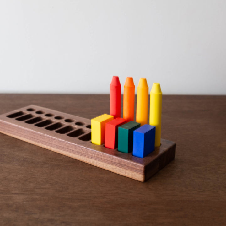 Wooden Crayon Holder - Block and Stick