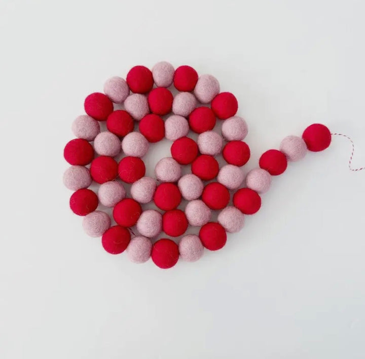 Garland - Red & Pink Felt Balls