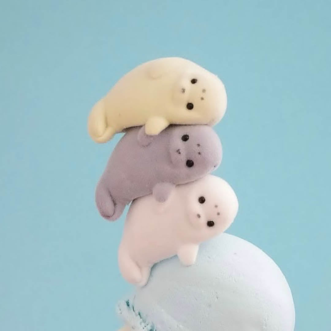 Japanese Flocked Seal in Shell Figurine Capsule