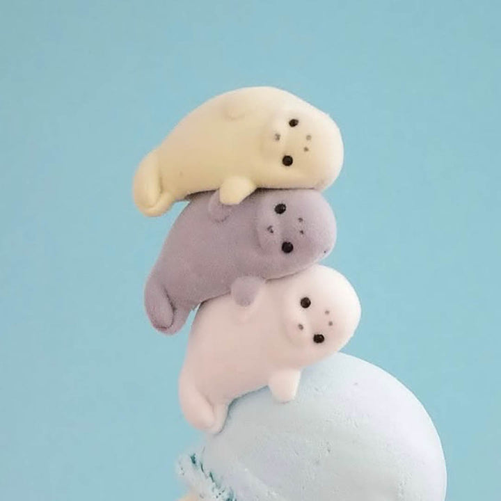 Japanese Flocked Seal in Shell Figurine Capsule