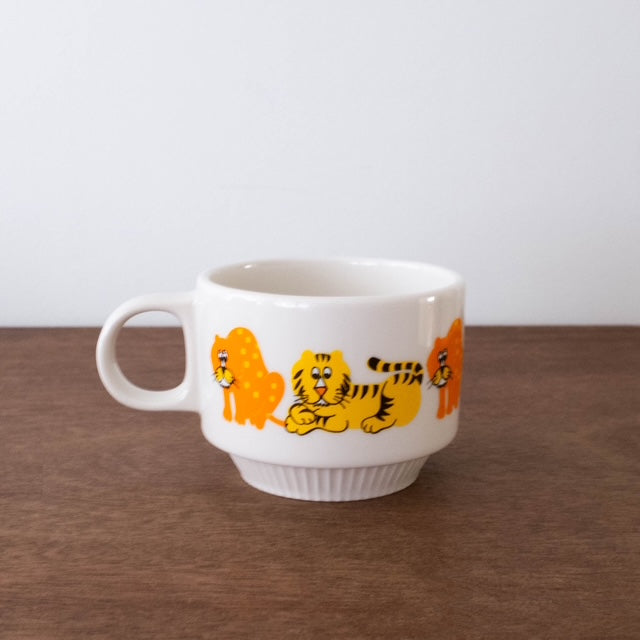 Japanese Retro Mug - Safari Cats Zoo Animals