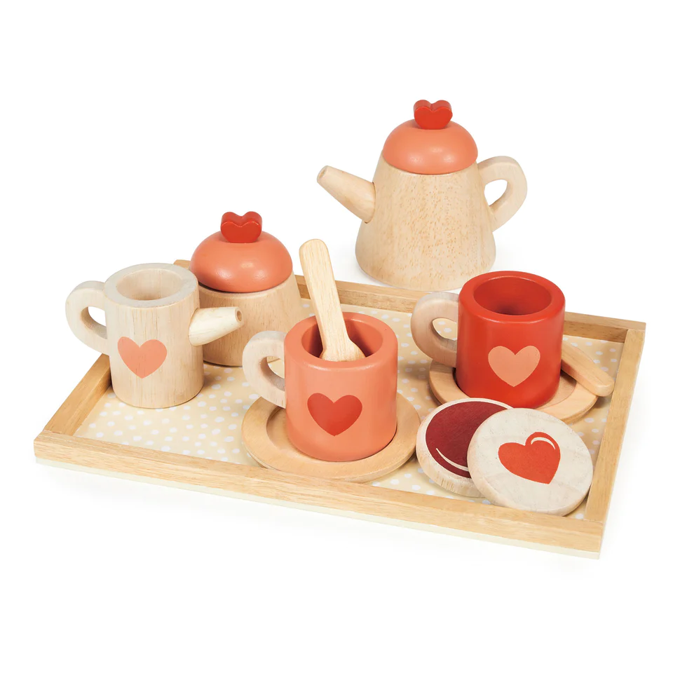 NEW Wooden Tea Time Tray - Hearts