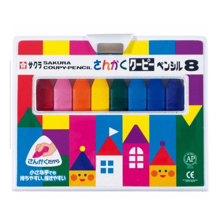 NEW Japanese Triangle Toddler Crayon Set in Padded Case - Set of 8 Colors