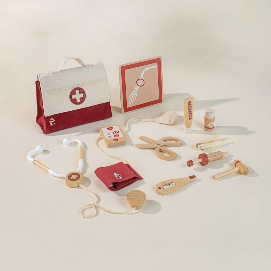 Wooden Doctor Red Bag Playset