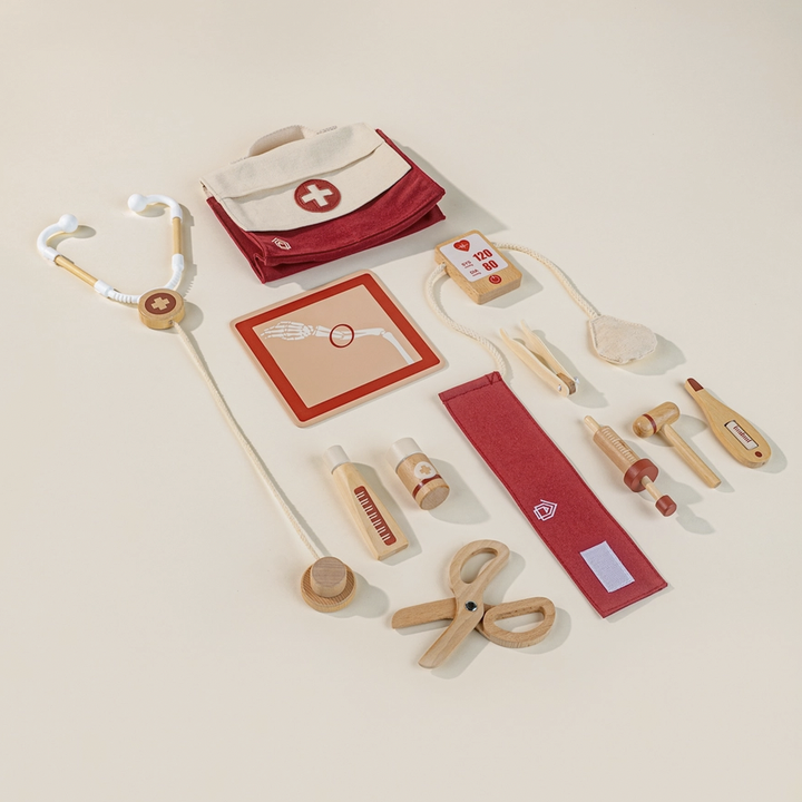 Wooden Doctor Red Bag Playset