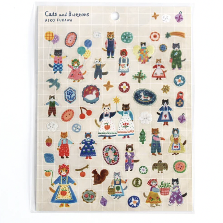 Aiko Fukawa Sticker Set- Cat and Buttons