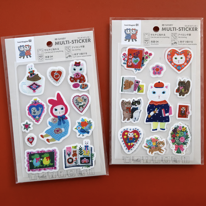 NEW Yumi Kitagishi - Fabric and Special Multi Stickers Rabbit Tea Time