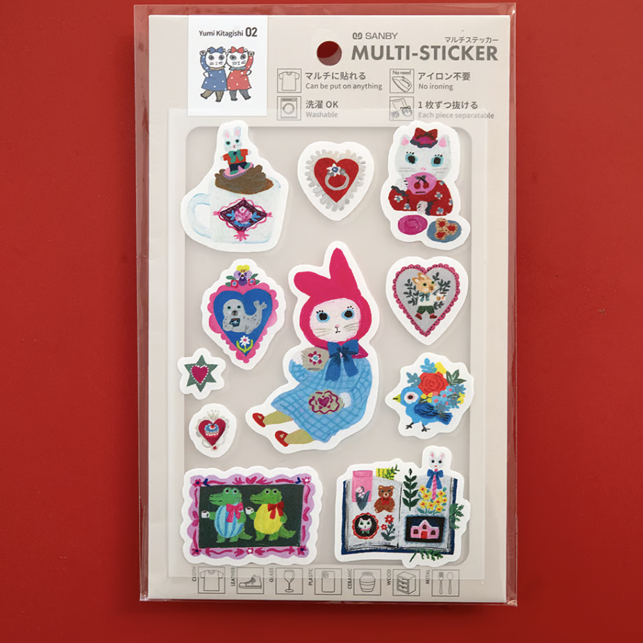 NEW Yumi Kitagishi - Fabric and Special Multi Stickers Rabbit Tea Time