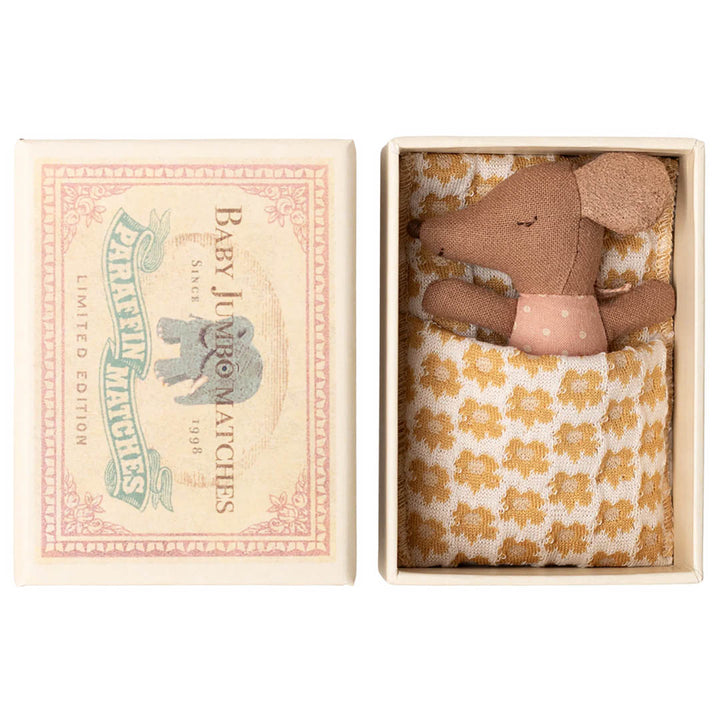 Sleepy wakey baby mouse in matchbox - Rose