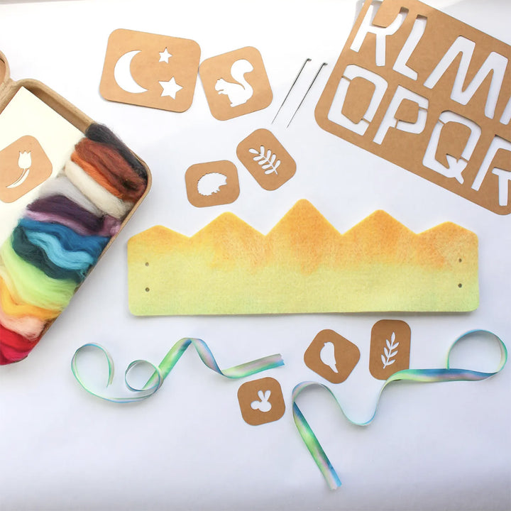 Personalizable Wool Crown Felting Kit - Yellow Gradient