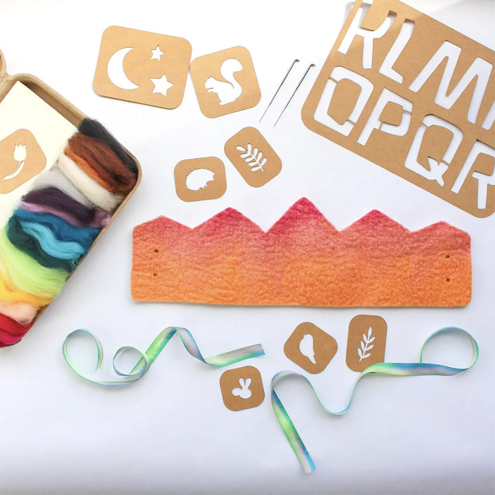 Personalizable Wool Crown Felting Kit - Orange/Salmon