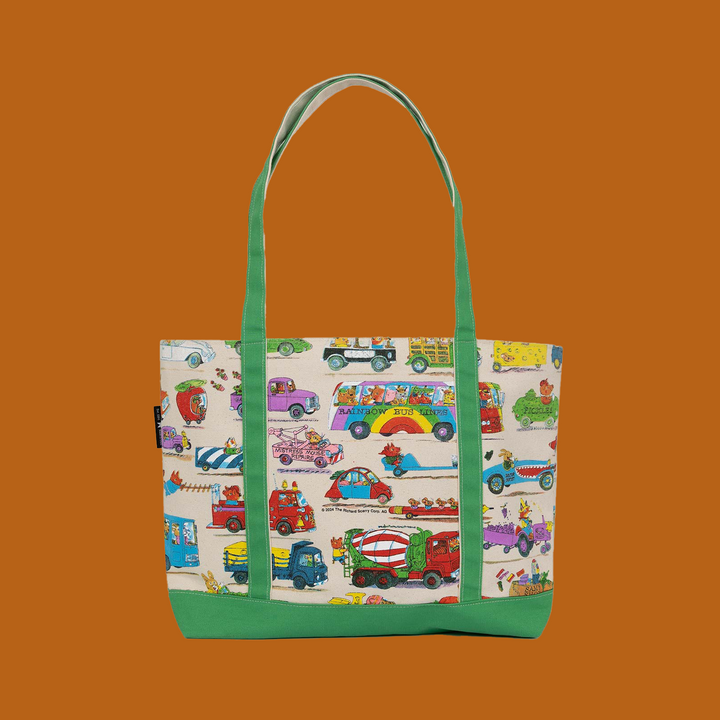 Double Sided Canvas BOAT TOTE BAG- Richard Scarry Cars and Trucks that Go