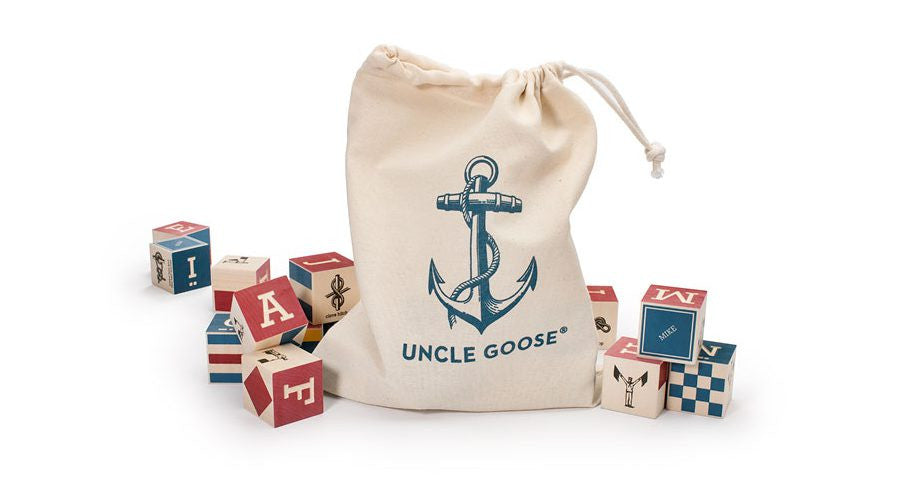 Nautical ABC blocks with Canvas Bag