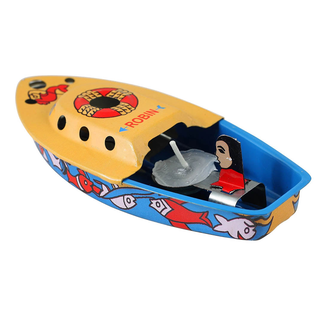 NEW Retro Tin Candle Steam Boat Robin