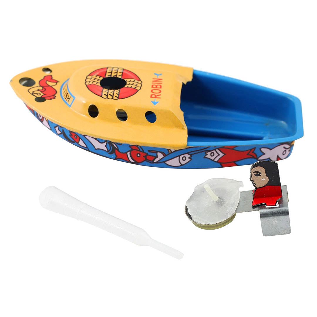 NEW Retro Tin Candle Steam Boat Robin