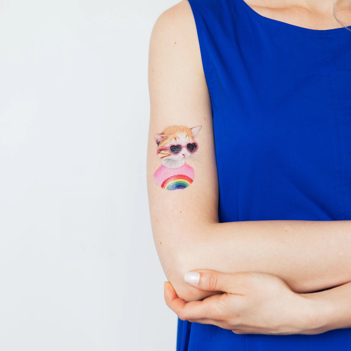 NEW Temporary Tattoo Sheets: Rainbow Kitten Pair