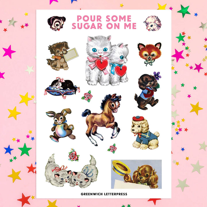 Cute Retro Critters Sugar Sweet Sticker Sheet