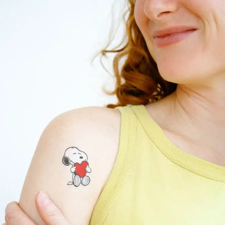NEW Temporary Tattoo Sheets: Snoopy Heart Hug Tattoo Pair