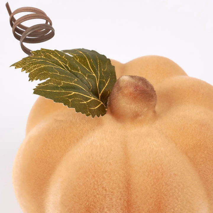 Small Orange Flocked Pumpkin