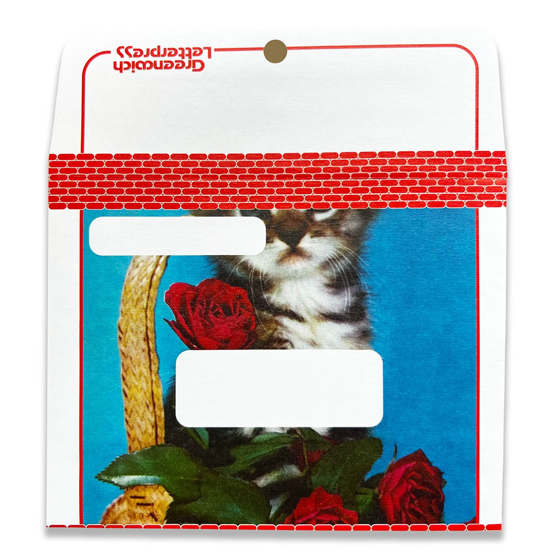 NEW Red Rose Kitten Stationery – Vintage Envelope + Insert Card Set