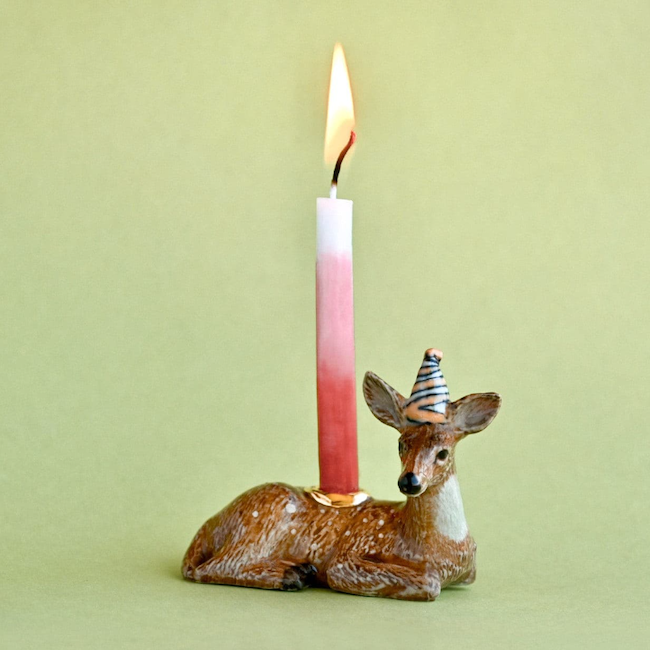 NEW Limited Ceramic Cake Topper Candle Holder- Deer