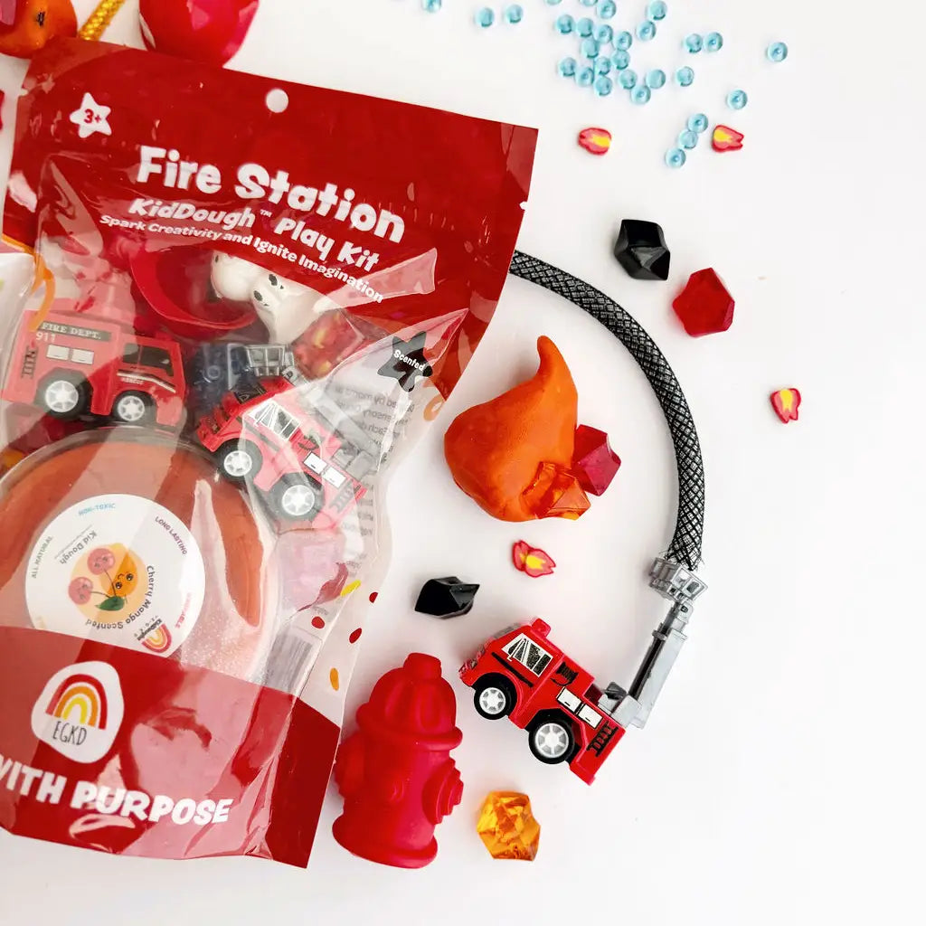 NEW Scented Natural Sensory Play Dough Kit- Fire Station (Cherry Mango)