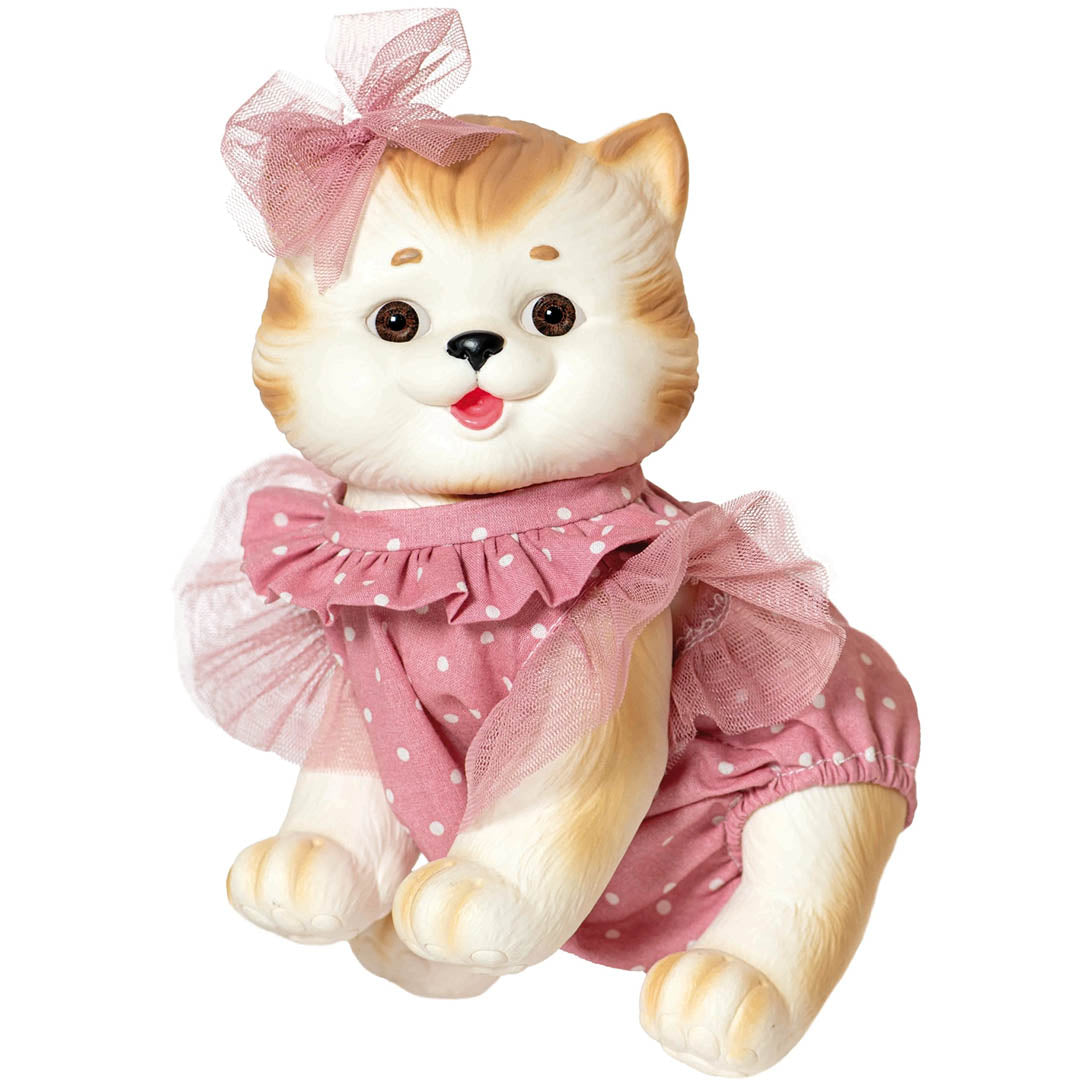 White Cat Brown Stripes Doll