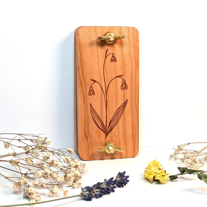 Wooden Pocket Sized Flower Press- Snowdrop Flower