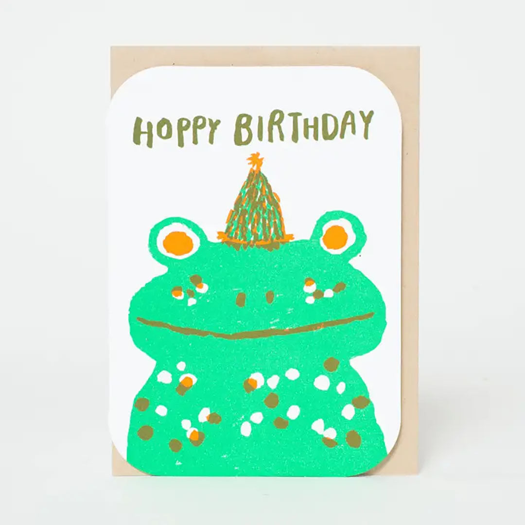 Hoppy Birthday Frog Letterpress Greeting Card