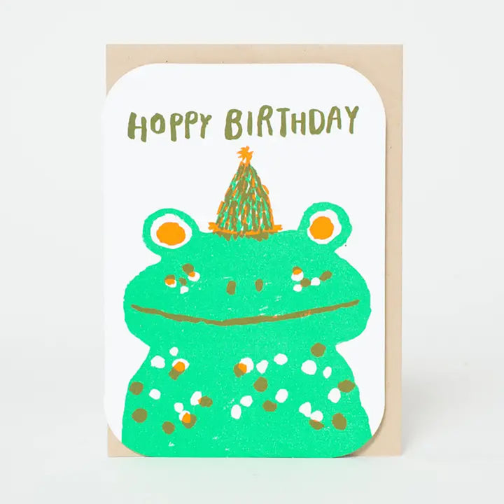 Hoppy Birthday Frog Letterpress Greeting Card