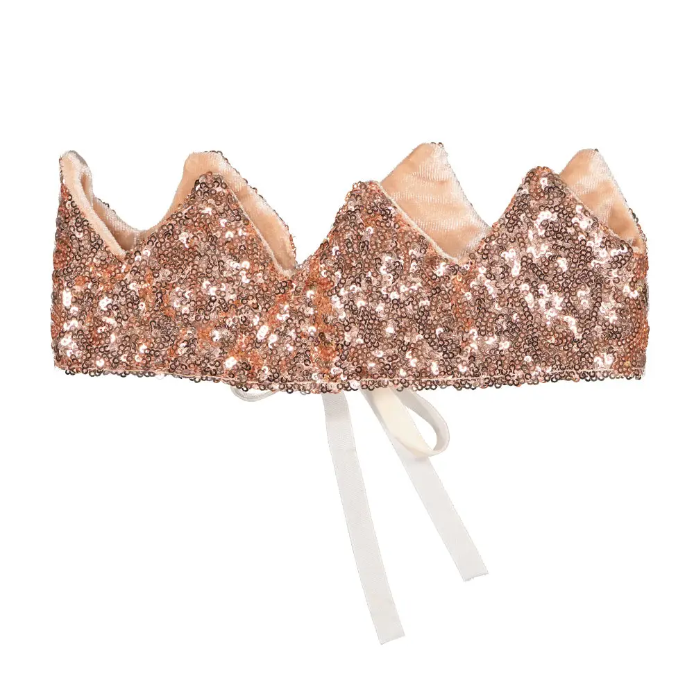 NEW French Glitter Sequin Crown- Pink