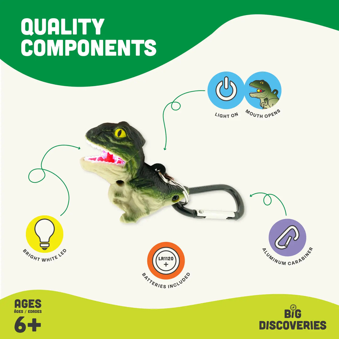 Animal Carabiner Flashlight - Green T-Rex