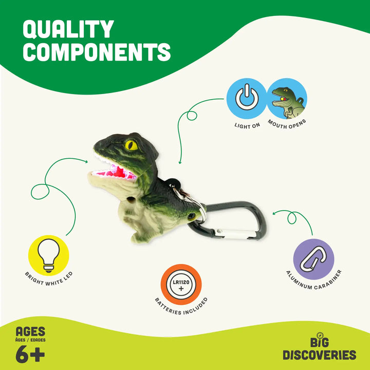 Animal Carabiner Flashlight - Green T-Rex