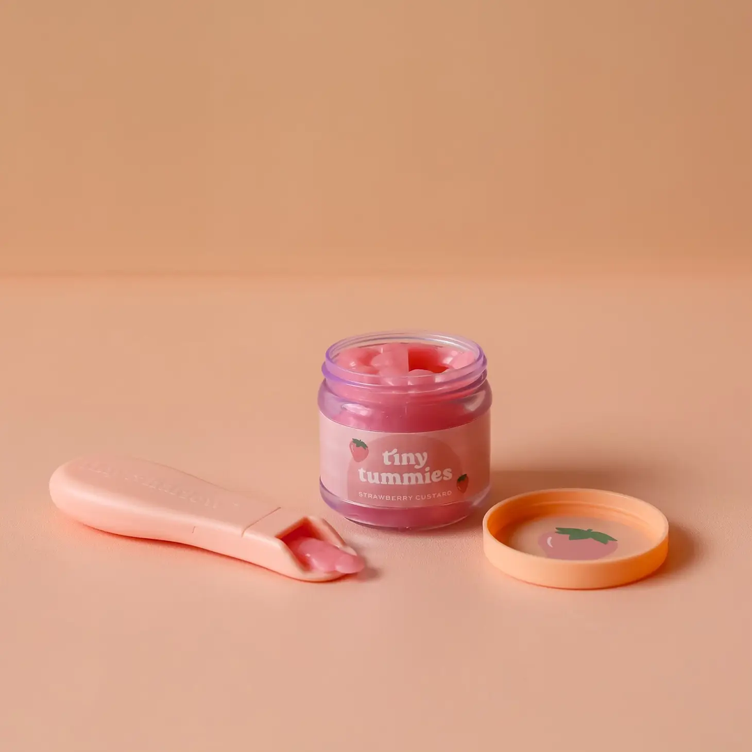 NEW Tiny Tummies Strawberry Jelly Food Jar and Spoon Set