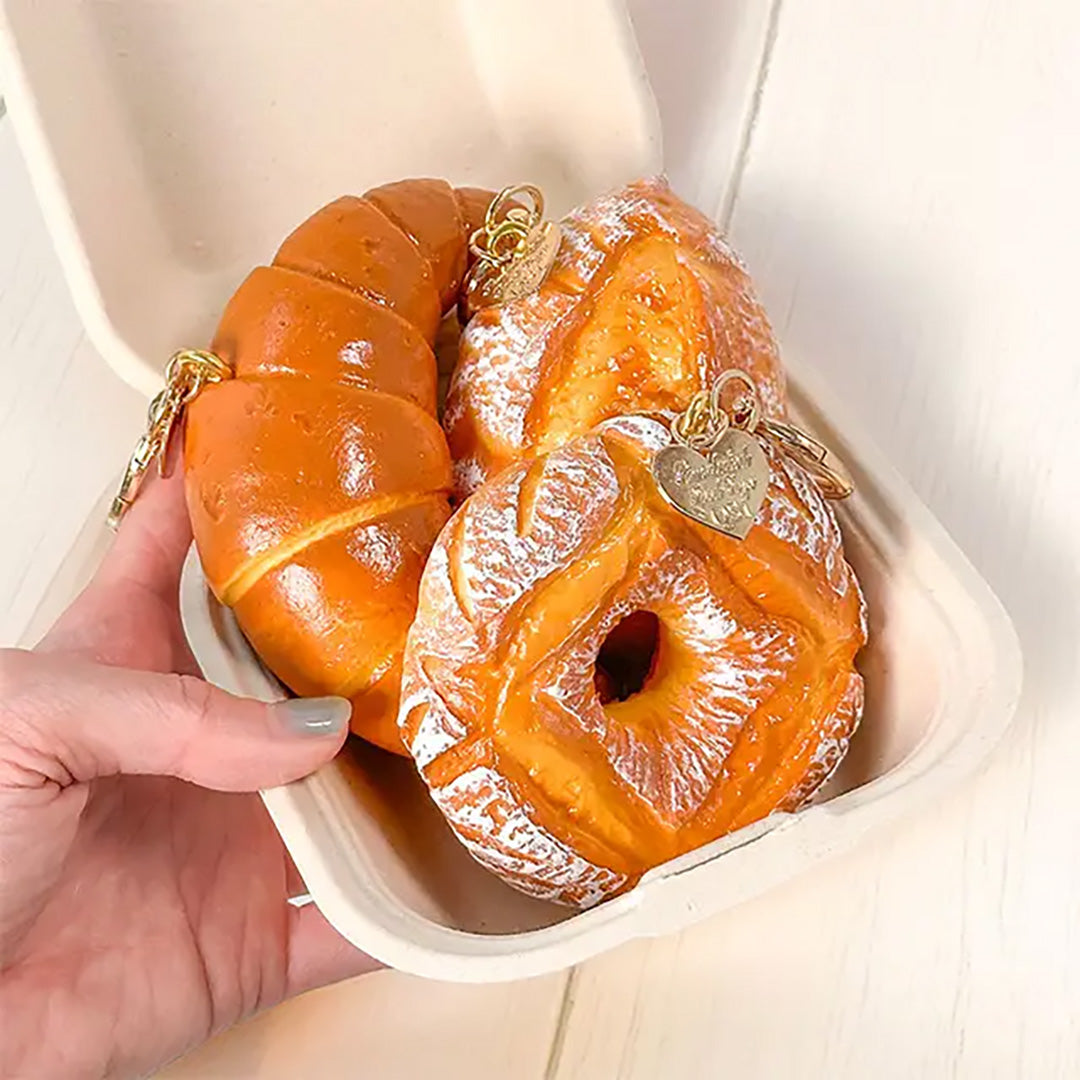 Realistic Bakery Squishy Keychain – Croissant/ Donut/Bread