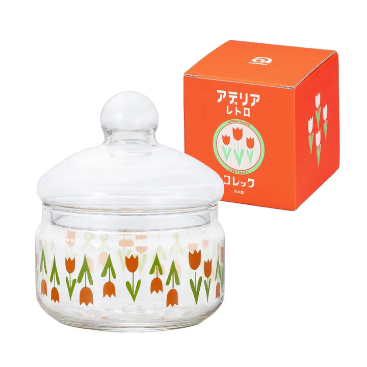 Japanese Retro Glass Storage Glass Jar - Tulips
