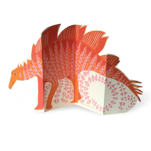 Folding Stegosaurus Pink and Orange Card