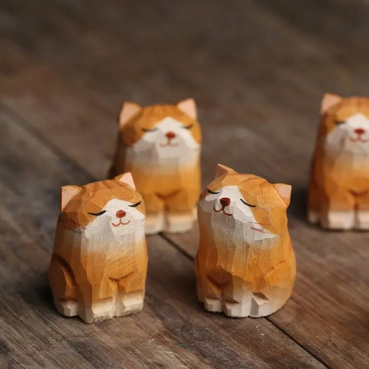 Handmade Wooden Animal- Ginger Kitty Cat