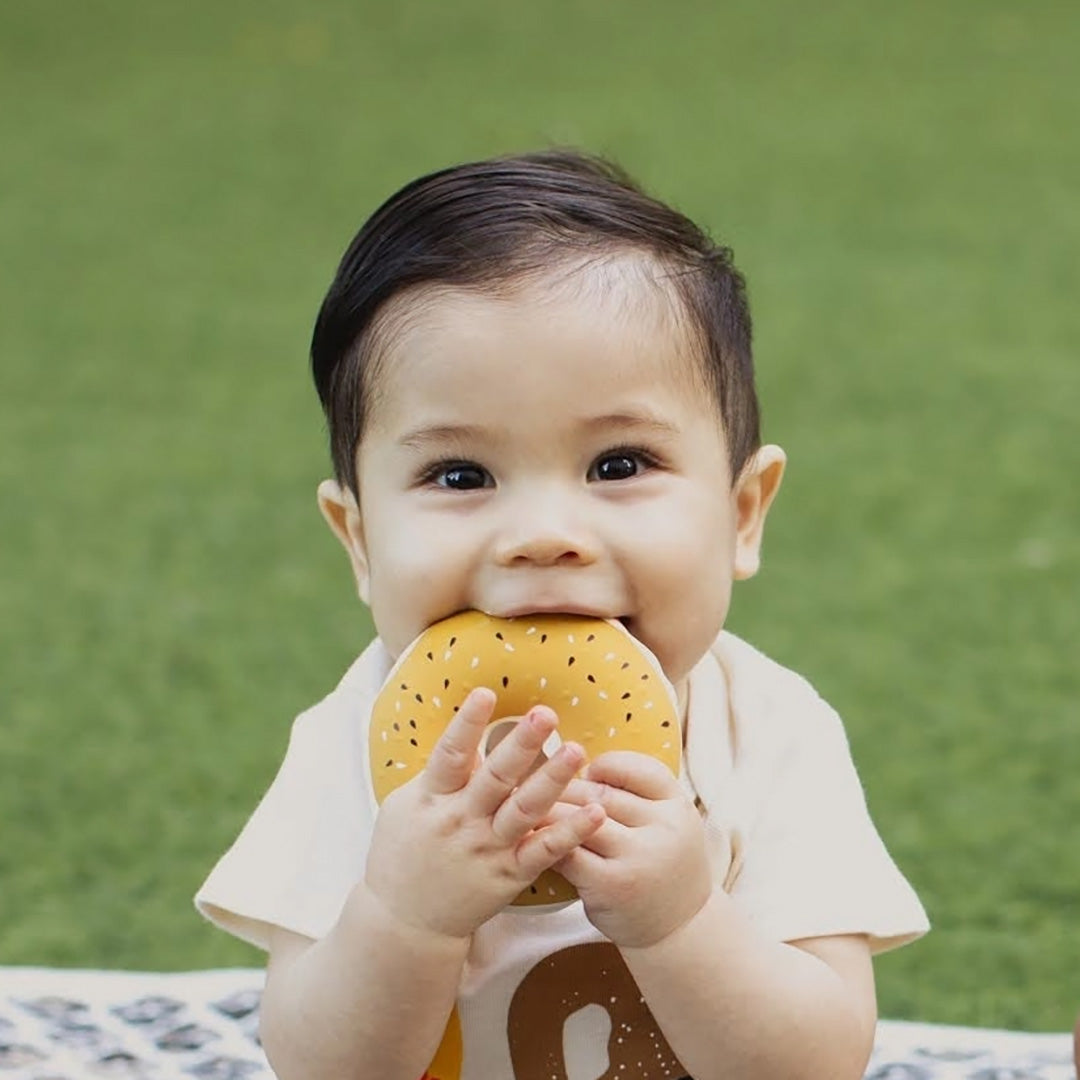 NEW Lox Bagel Natural Rubber Baby Teether