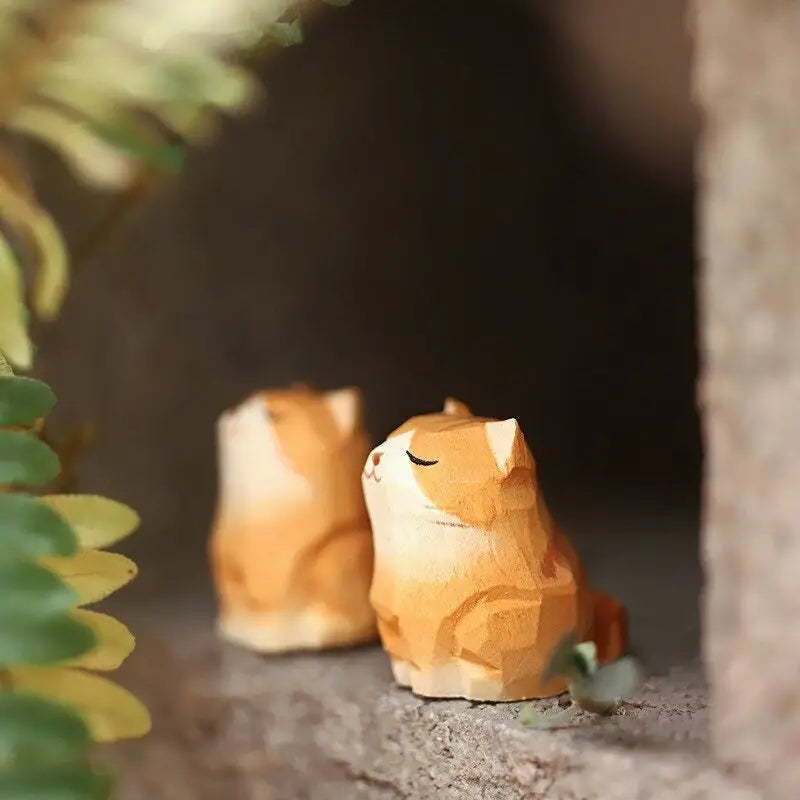 Handmade Wooden Animal- Ginger Kitty Cat