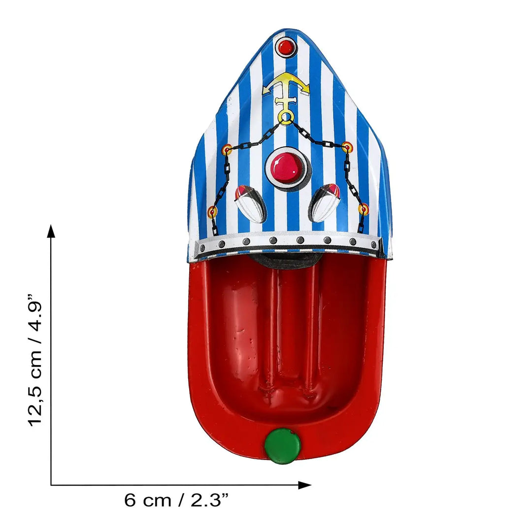 NEW Retro Tin Toy Candle Boat Pop Pop Boat - Striped Blue