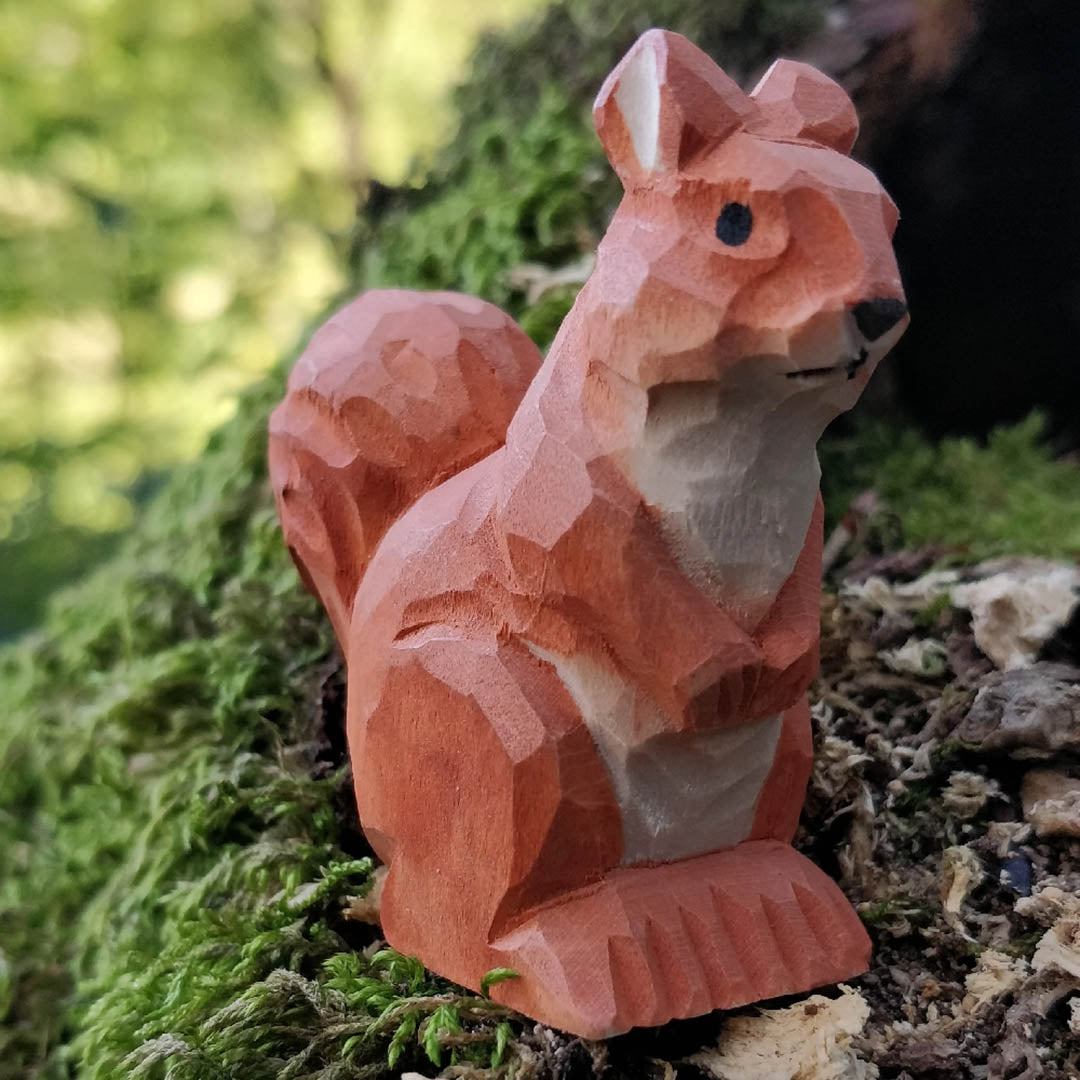 NEW Wooden Red Squirrel Animal Toy