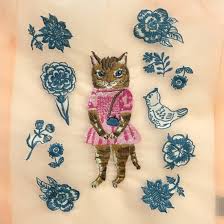 NEW Nathalie Lete Organza Mesh Embroidered Bag- Peach